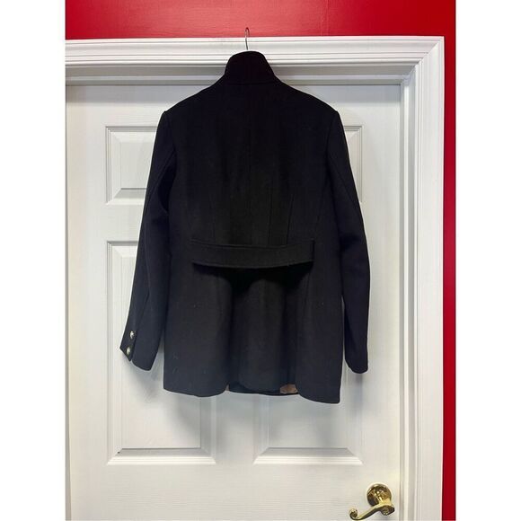 Vince Camuto Black Wool Single Breasted Back Gathered Military Jacket sz L - Picture 6 of 9